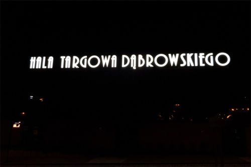 Litery świetlne o wysokości 140 cm (nocą) - na zlecenie Urzędu Miasta Żory